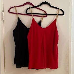 2 EXPRESS tanks with gold chain straps